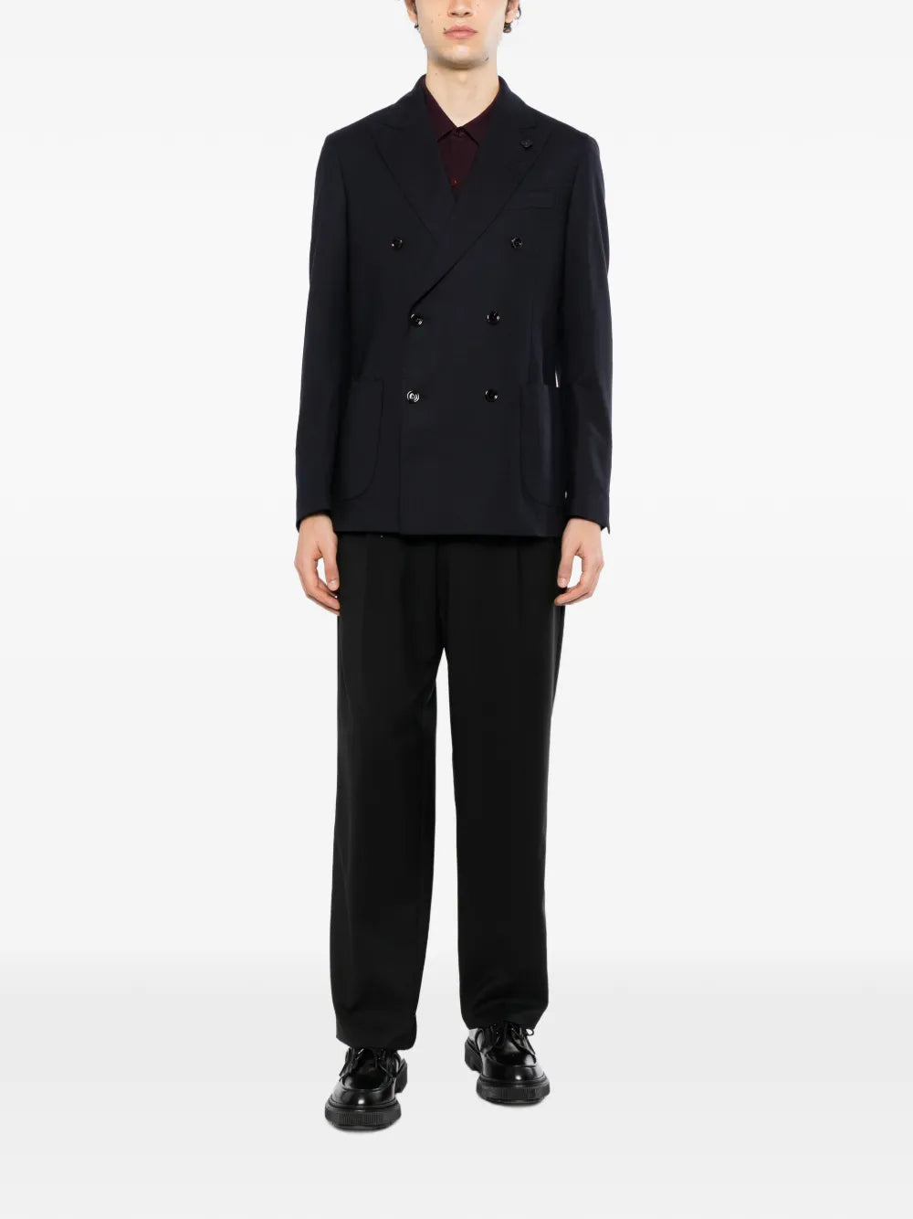 double-breasted peak-lapel blazer