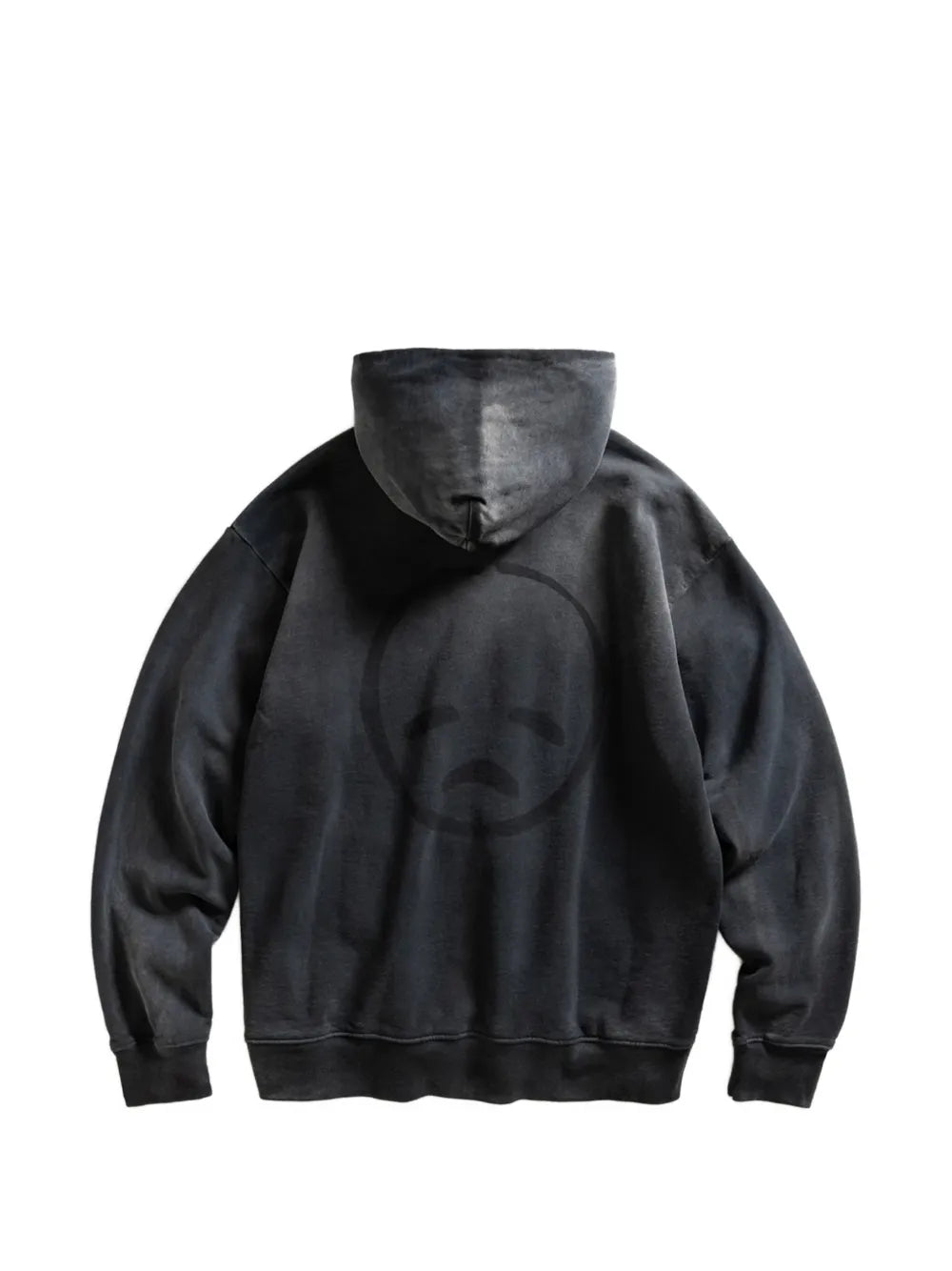 Missing logo-print faded-effect hoodie