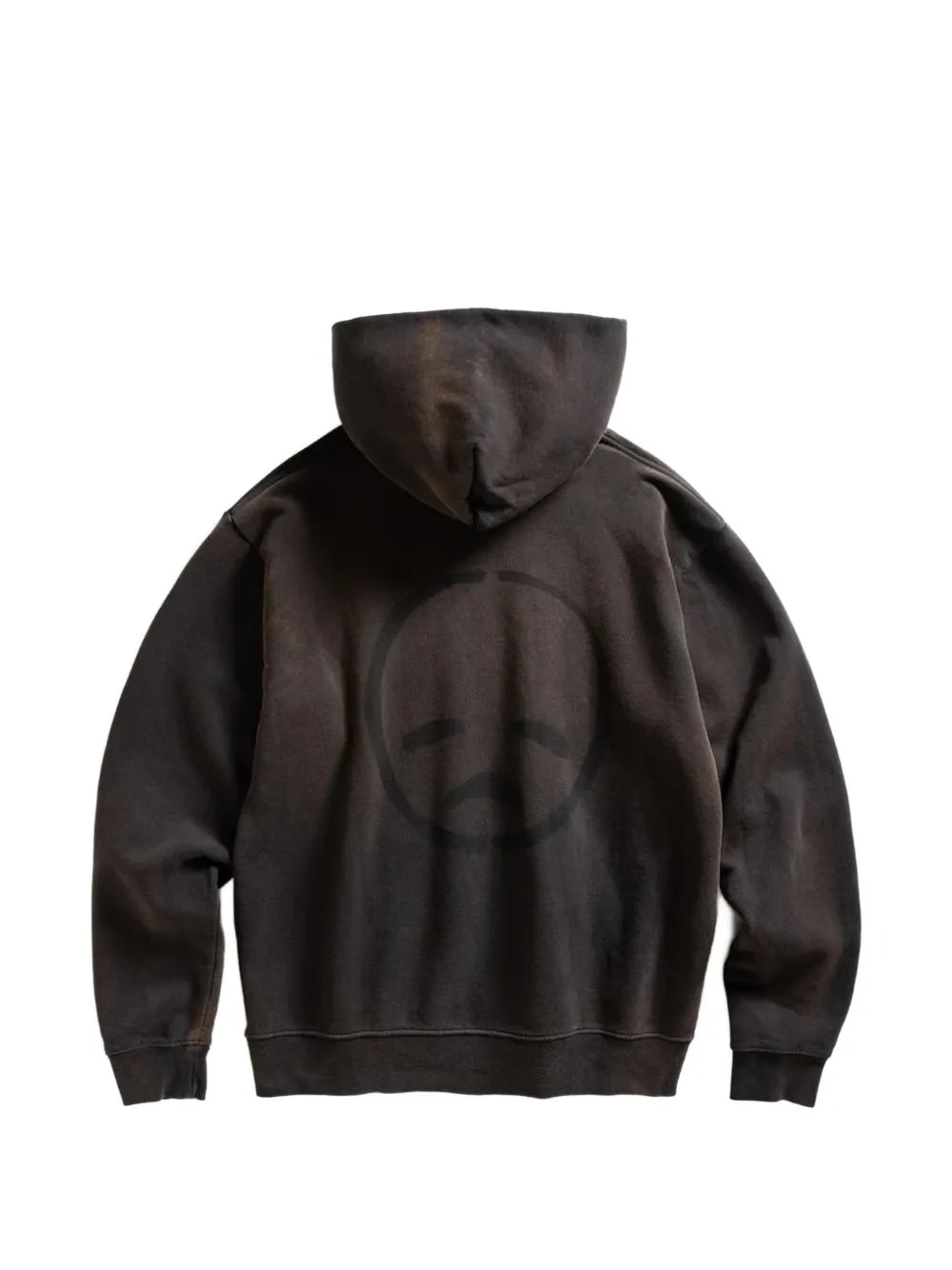Missing logo-print faded-effect hoodie