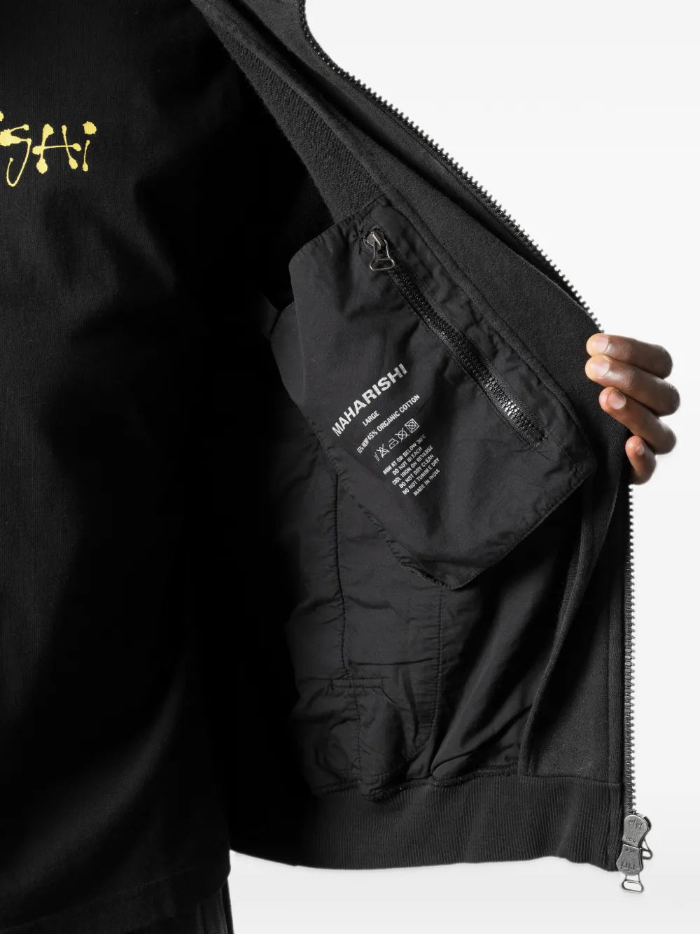 layered-sleeve hooded jacket
