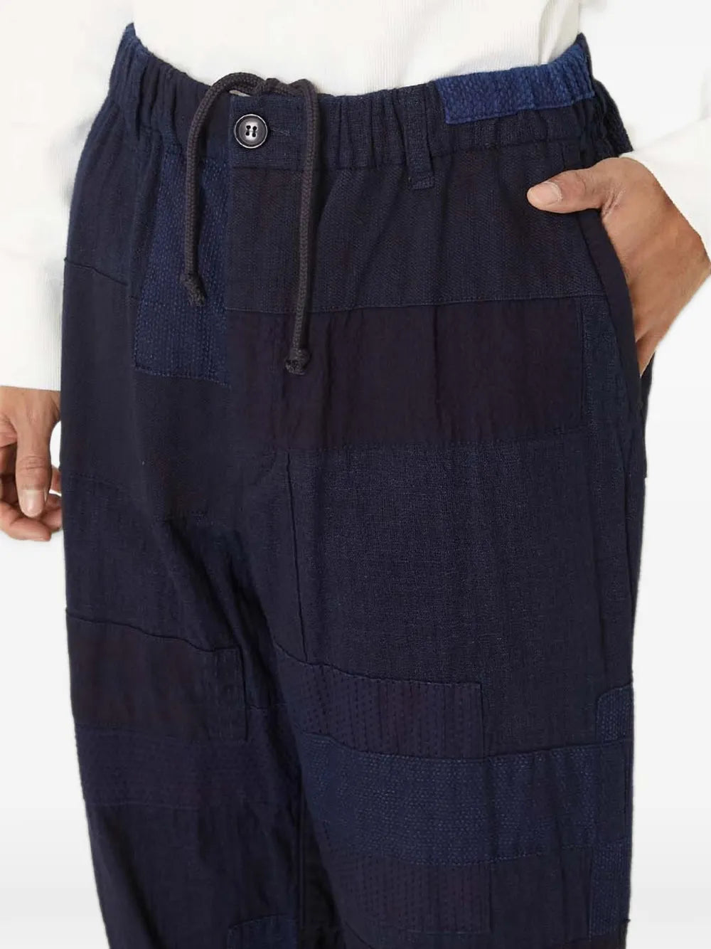 patchwork cotton trousers