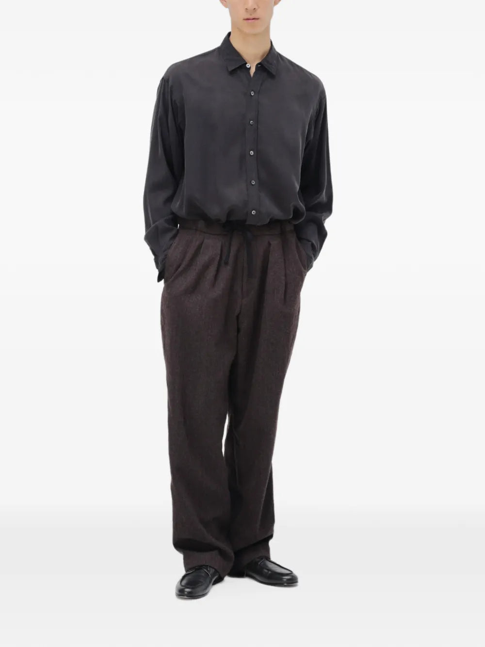 Easy pleated drawstring trousers