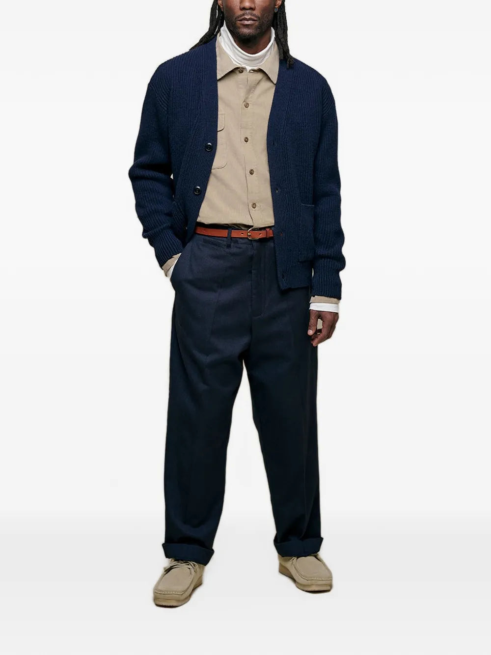 ribbed-knit wool cardigan
