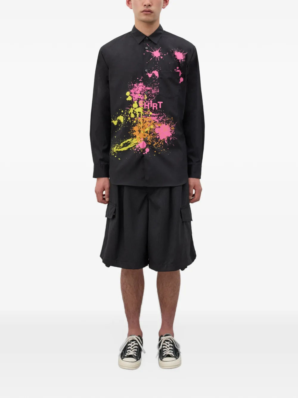 paint-splatter longsleeved shirt