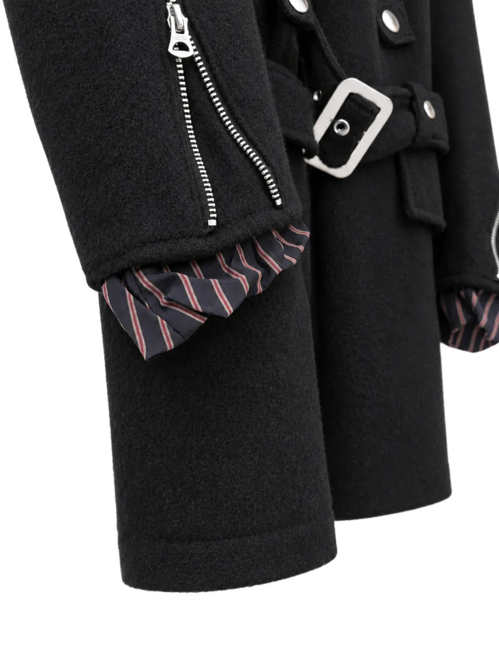 biker-style belted coat