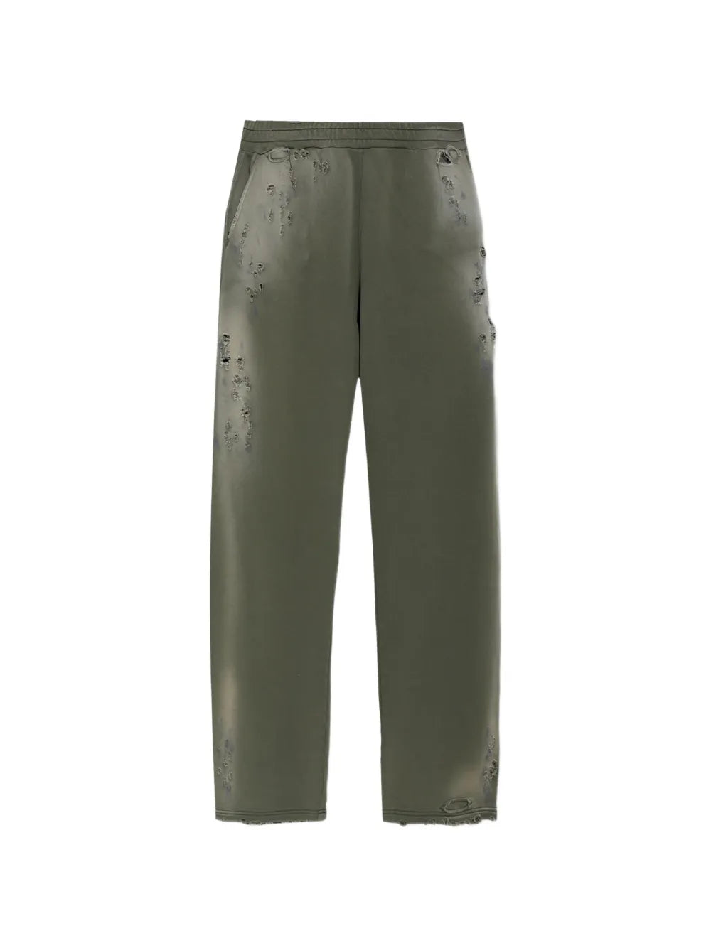 cotton sweatpants with destroyed-effect