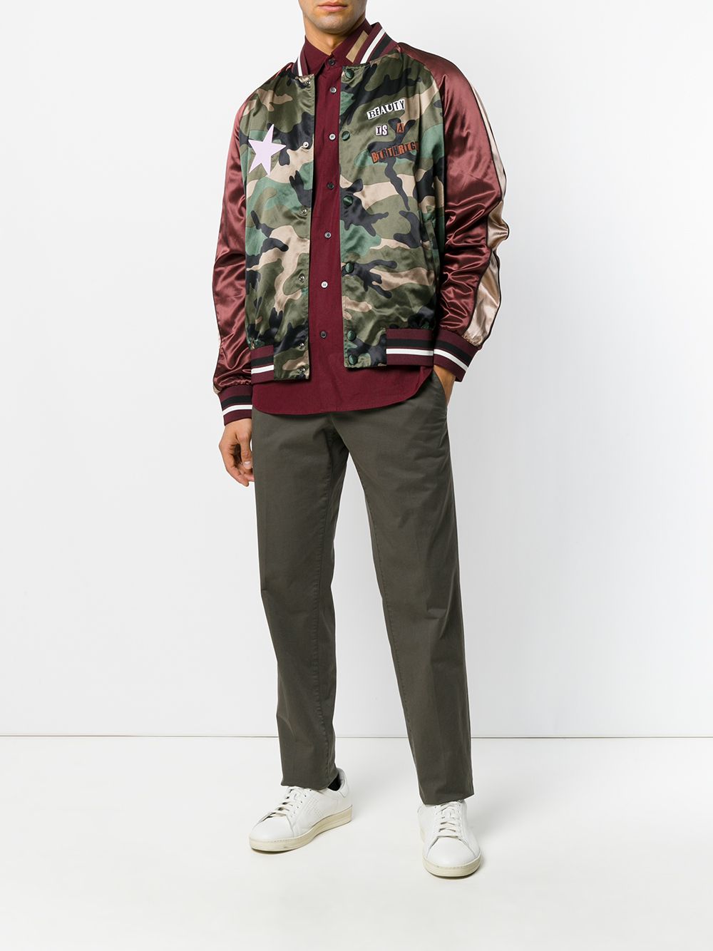 Camouflage Satin Bomber