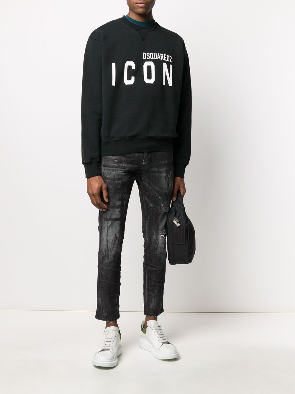 Icon-Print Crew Neck Sweatshirt