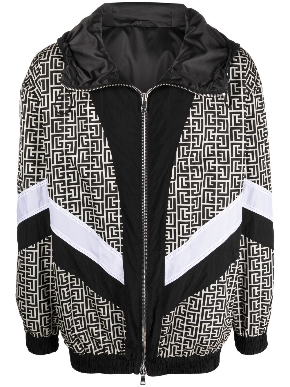 Monogram-Print Hooded Bomber Jacket