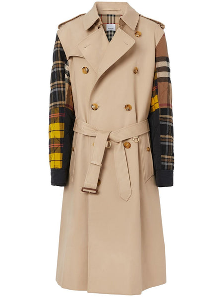 Patchwork-Check Trench Coat