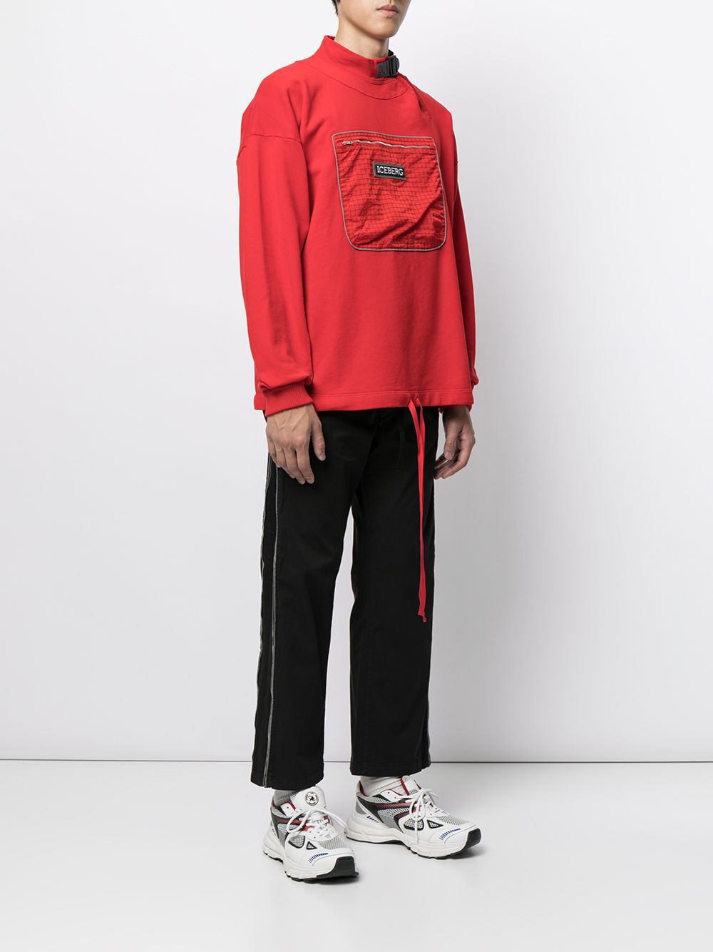 Red Logo Patch Cotton Sweatshirt