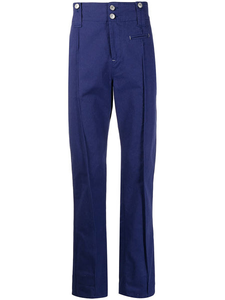 Pressed-Crease Cotton Straight Trousers