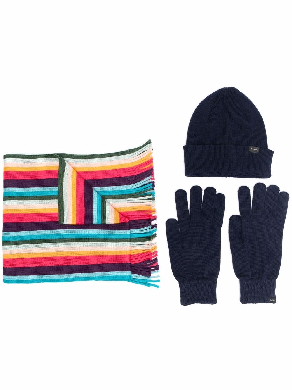 Stripe-Print Beanie Set