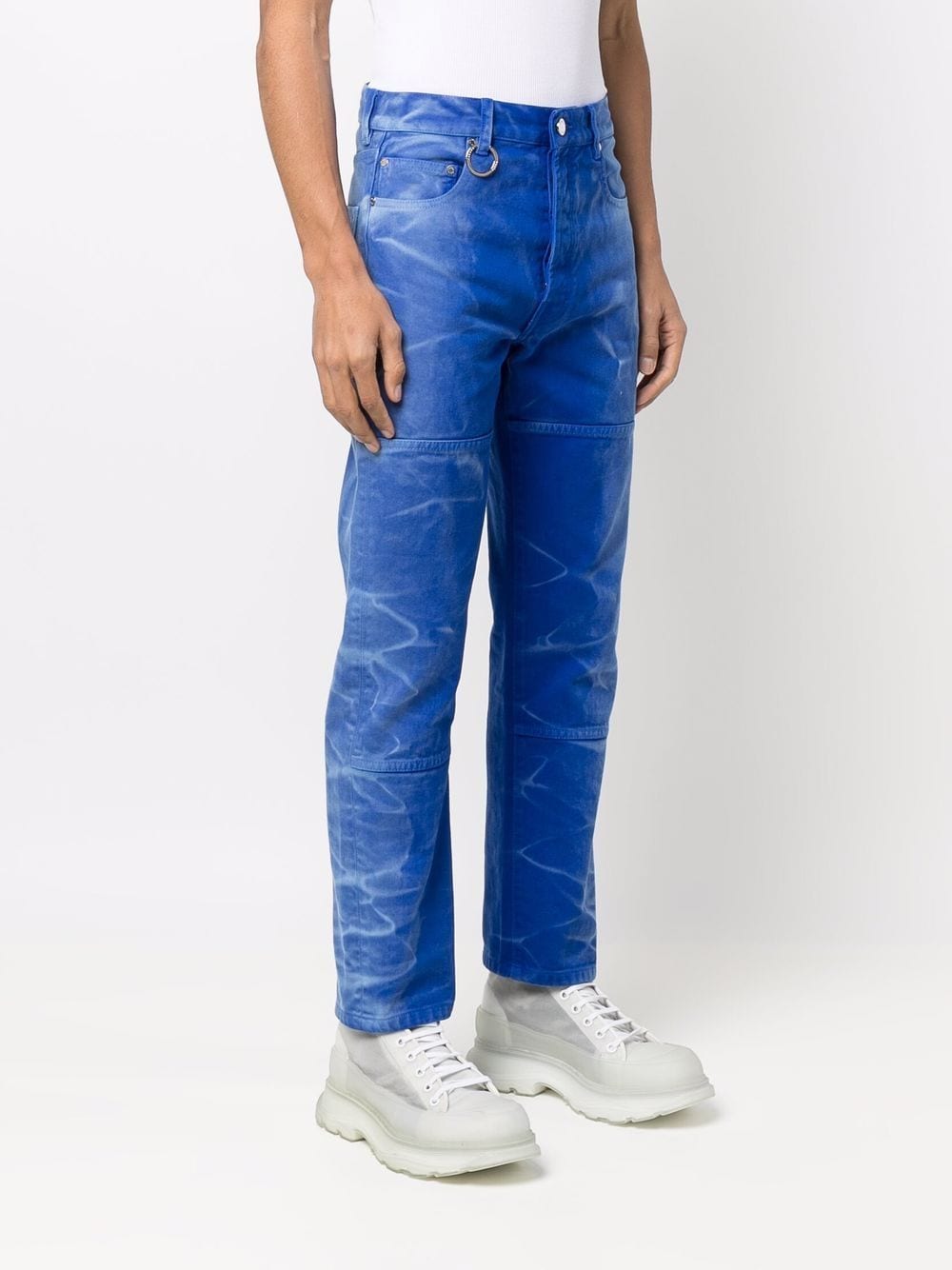 Washed-Effect Straight-Leg Jeans