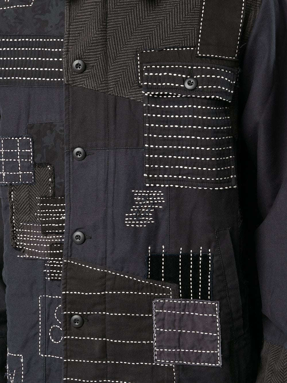 Patchwork-Detail Shirt Jacket