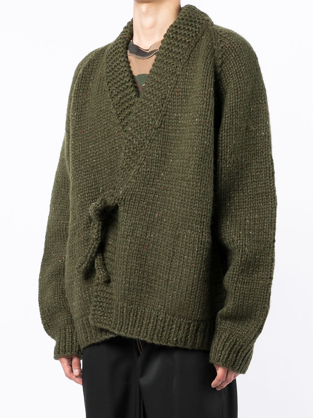 Tie-Fastened Virgin Wool Cardigan