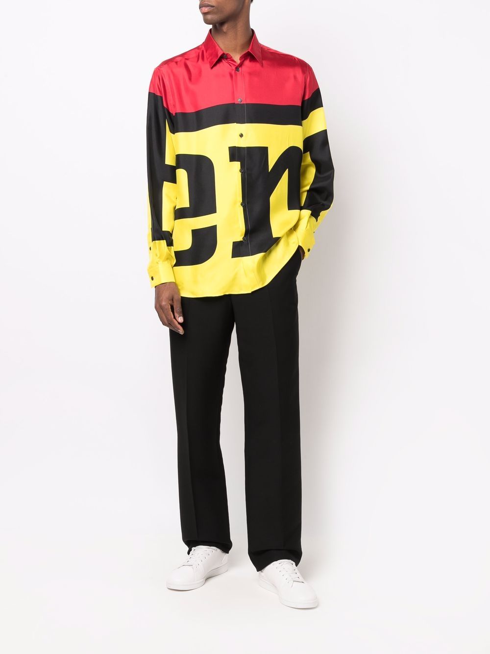 Logo Colour-Block Silk Shirt