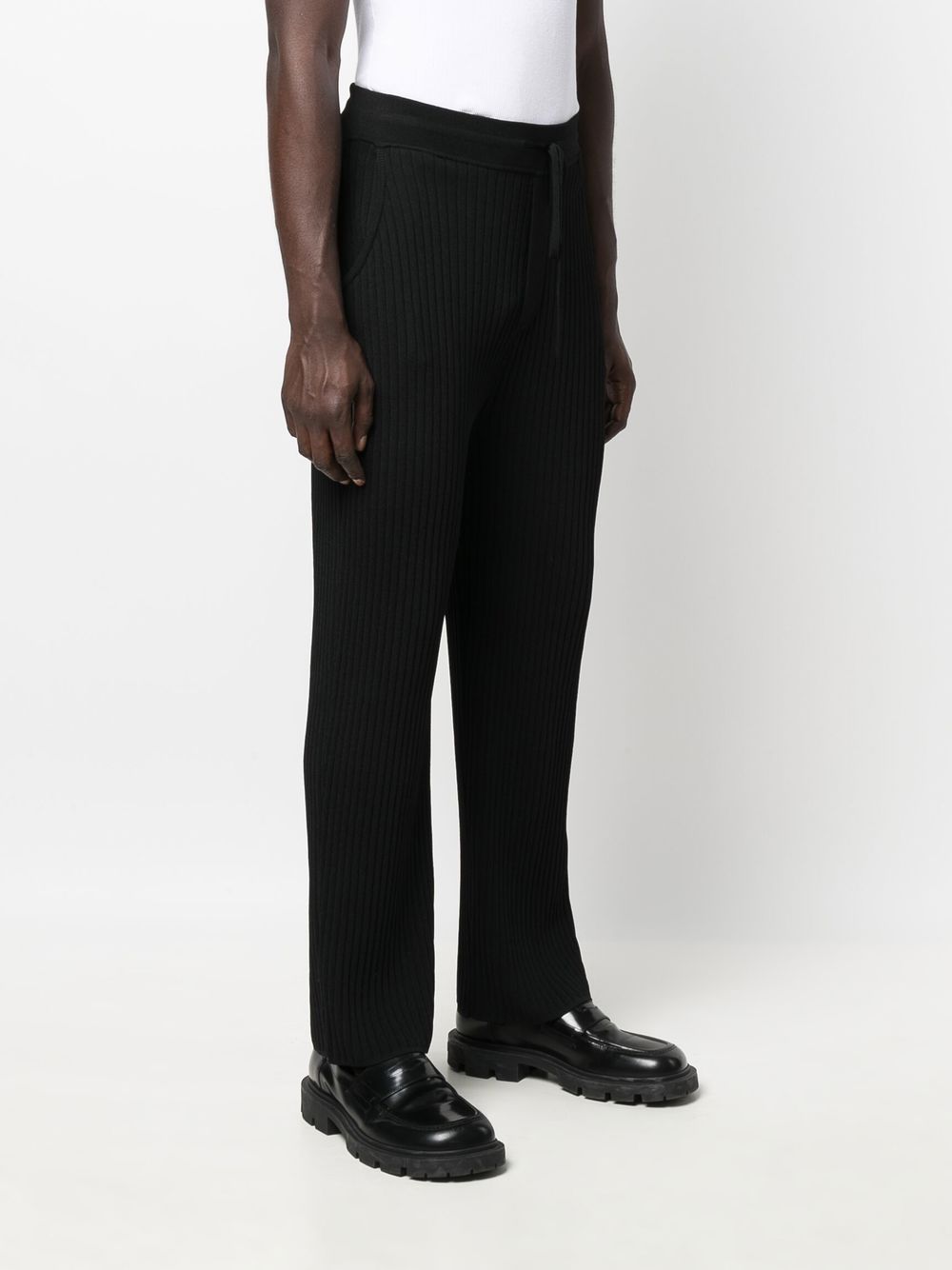 Ribbed-Knit Straight-Leg Trousers