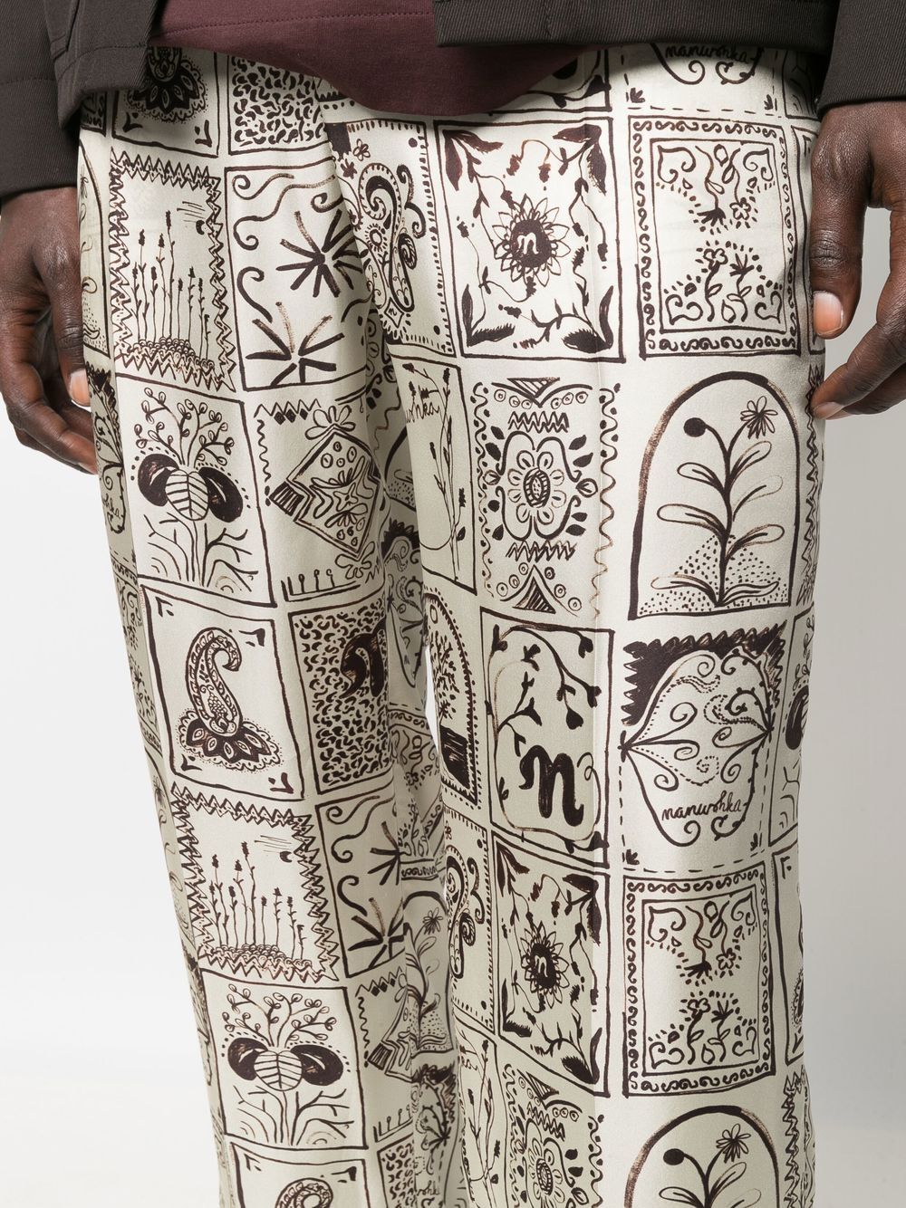 Ornamental Straight-Leg Pants