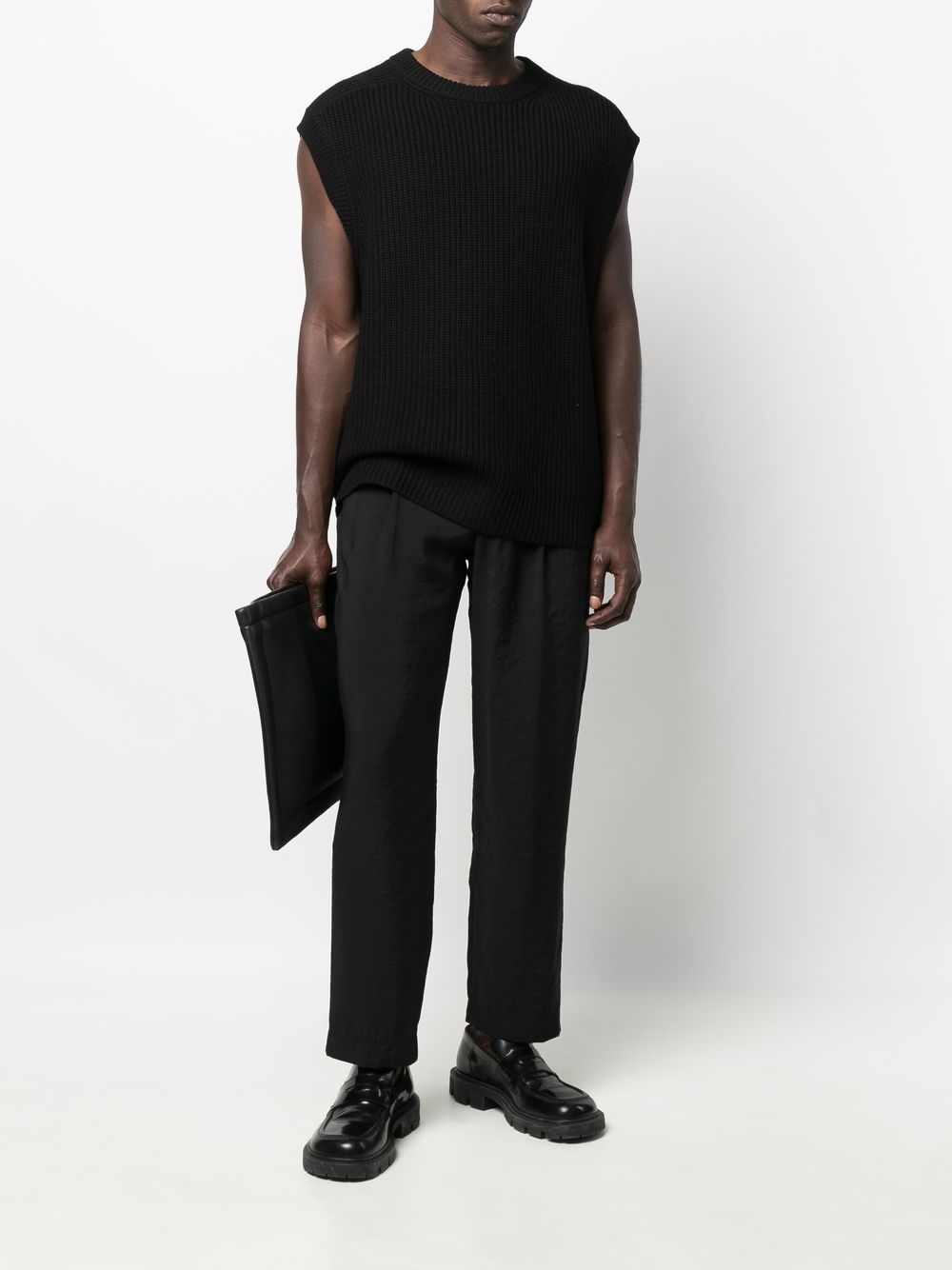 Pleat-Detail Straight-Leg Trousers