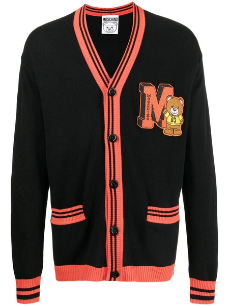 Embroidered Toy-Bear Patch Cardigan