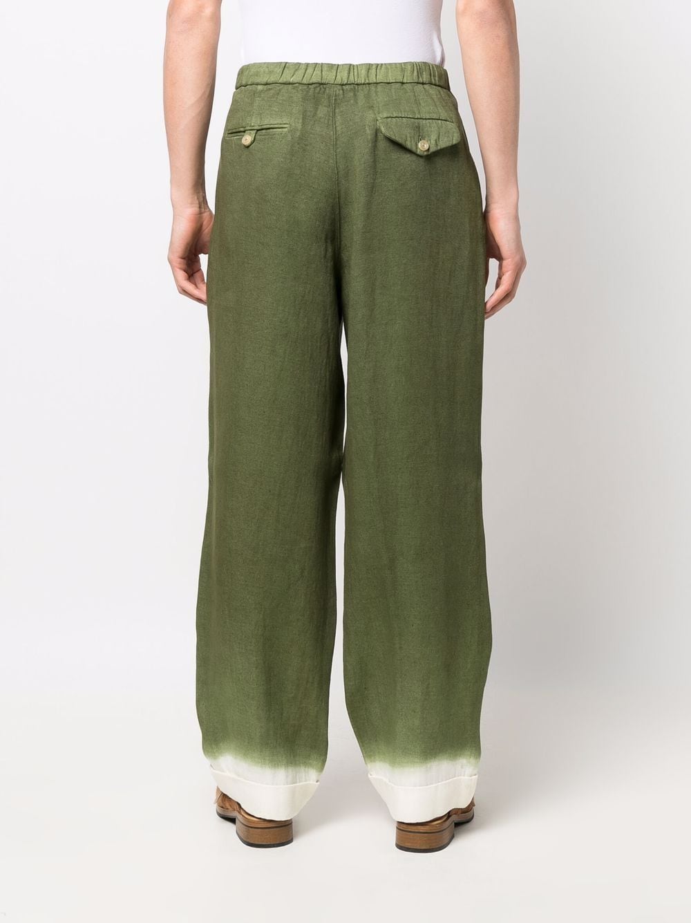 Wide-Leg Contrast-Cuff Trousers