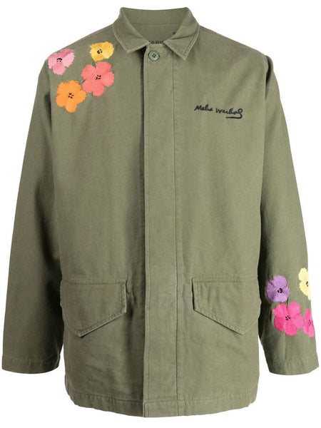 Embroidered Floral Shirt Jacket