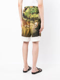 Forest Graphic-Print Silk Shorts