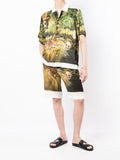 Forest Graphic-Print Silk Shorts