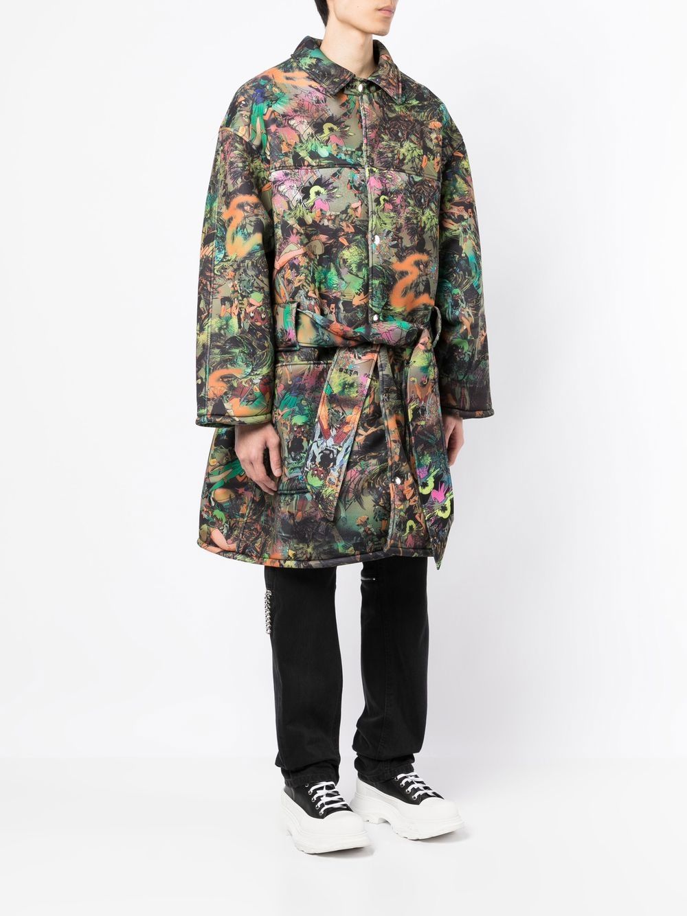 Graffiti-Floral-Print Coat