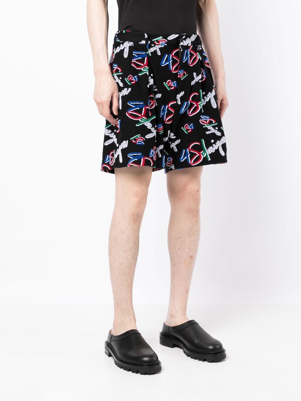 Logo-Print Velvet-Effect Shorts