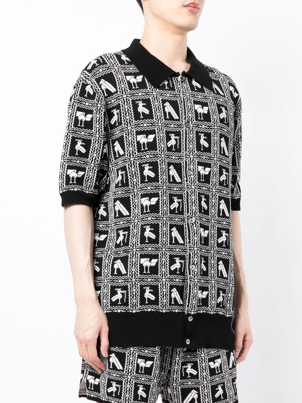 Pixelated-Print Polo Shirt