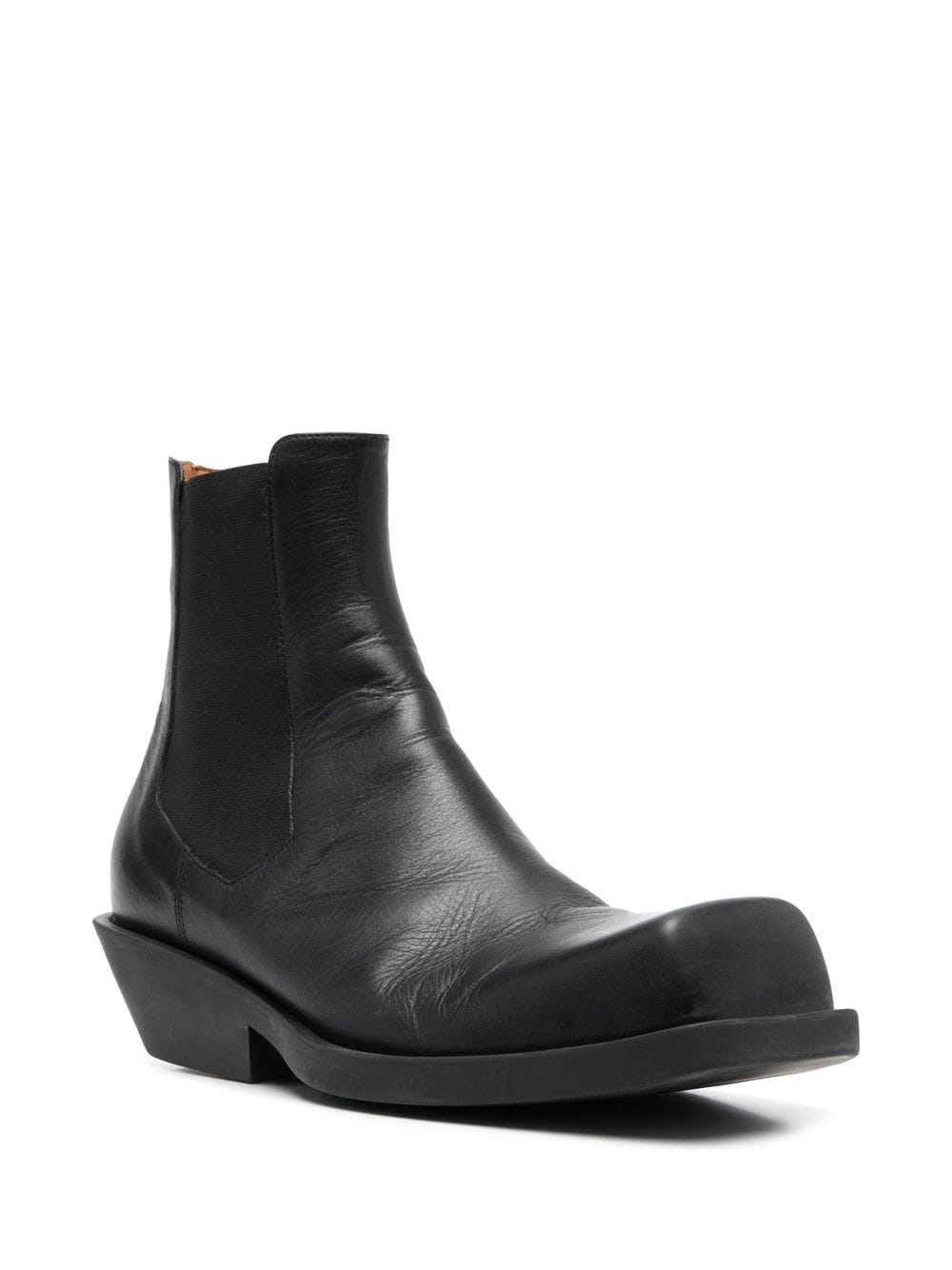 Square-Toe Leather Ankle Boots