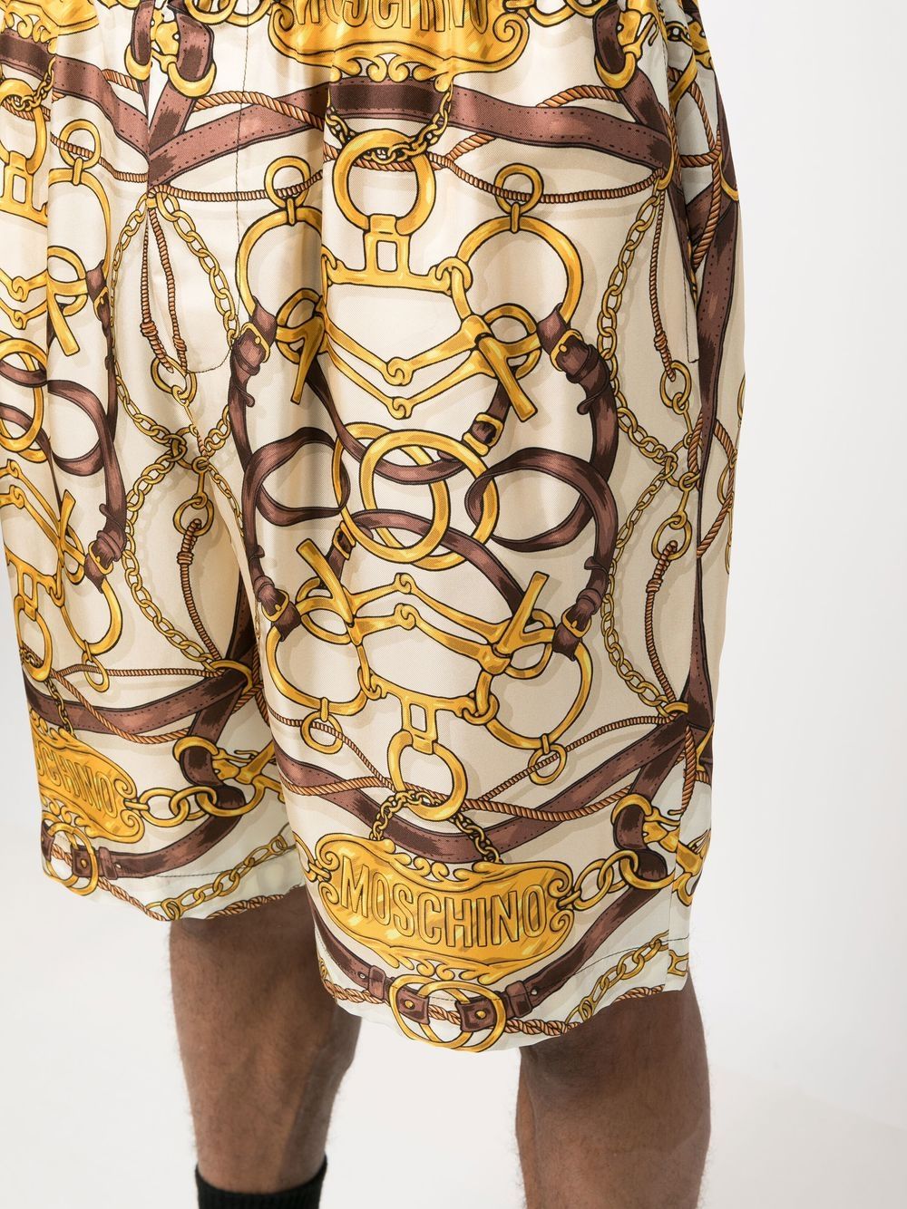 Teddy-Print Silk Shorts