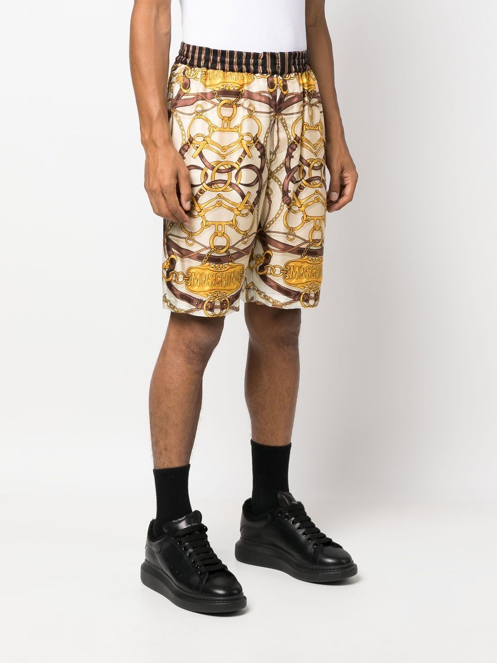 Teddy-Print Silk Shorts