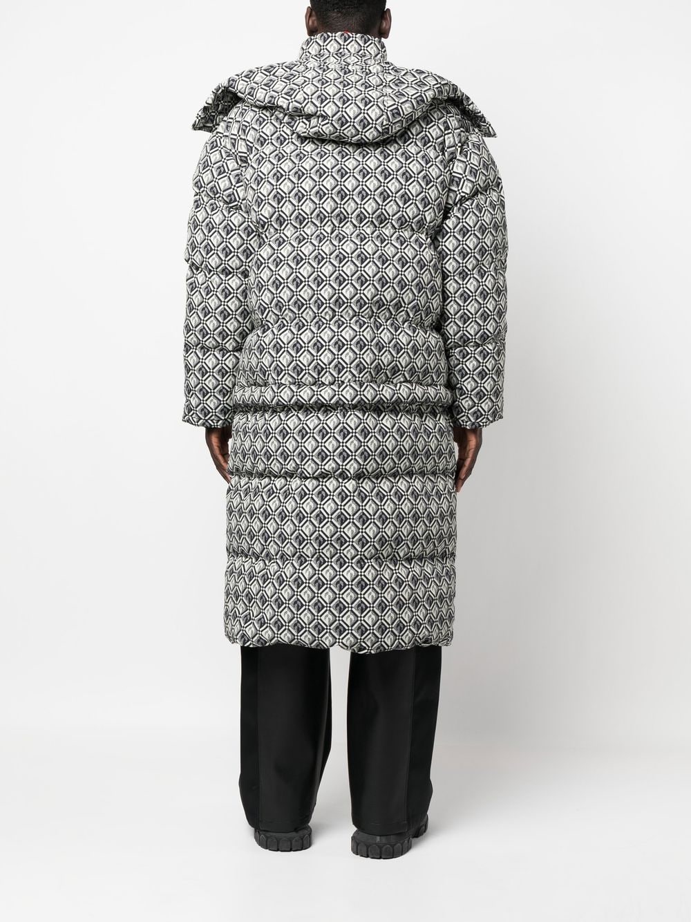 Moon Diamond-Pattern Oversized Puffer Coat