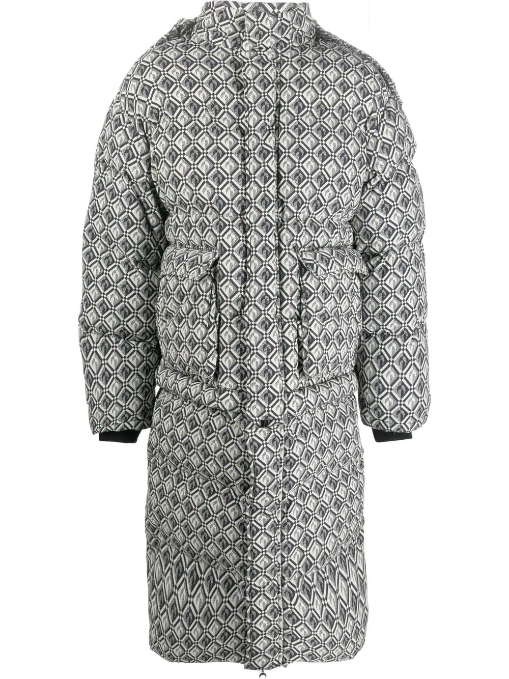 Moon Diamond-Pattern Oversized Puffer Coat