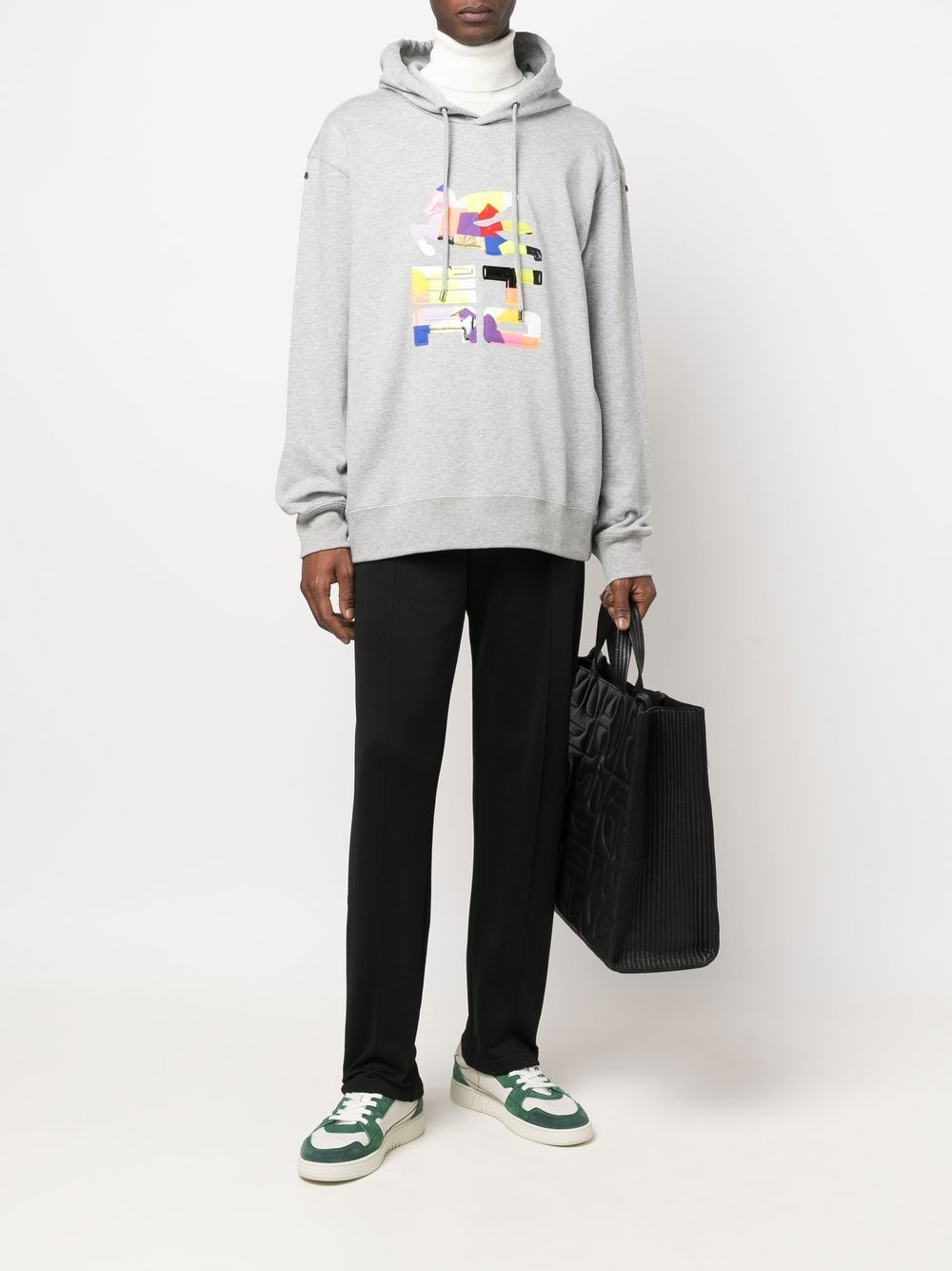 Patchwork Logo-Print Rib-Trimmed Hoodie