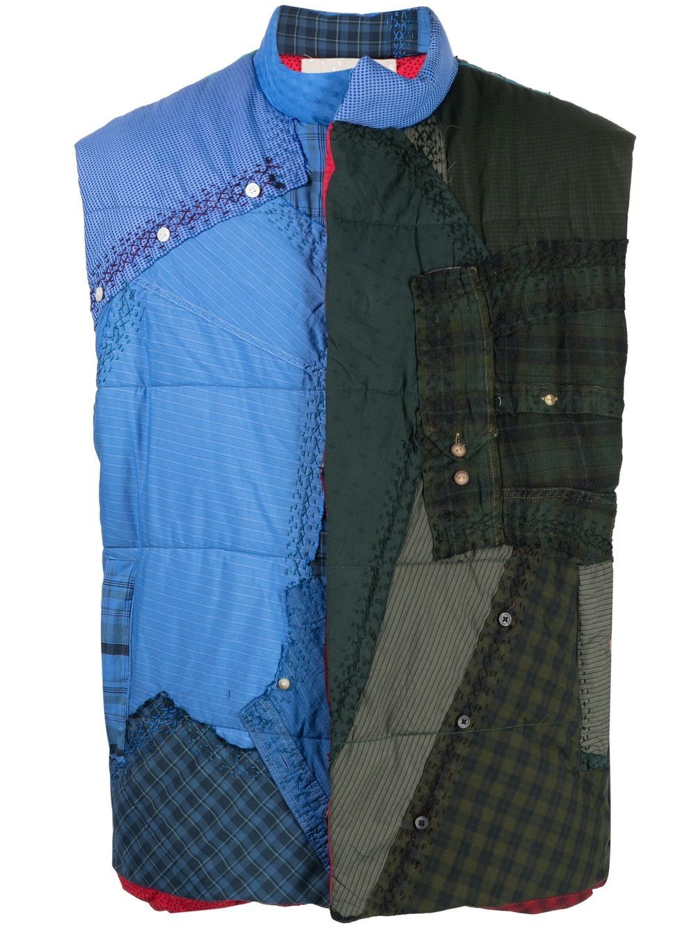 Patchwork High-Neck Gilet