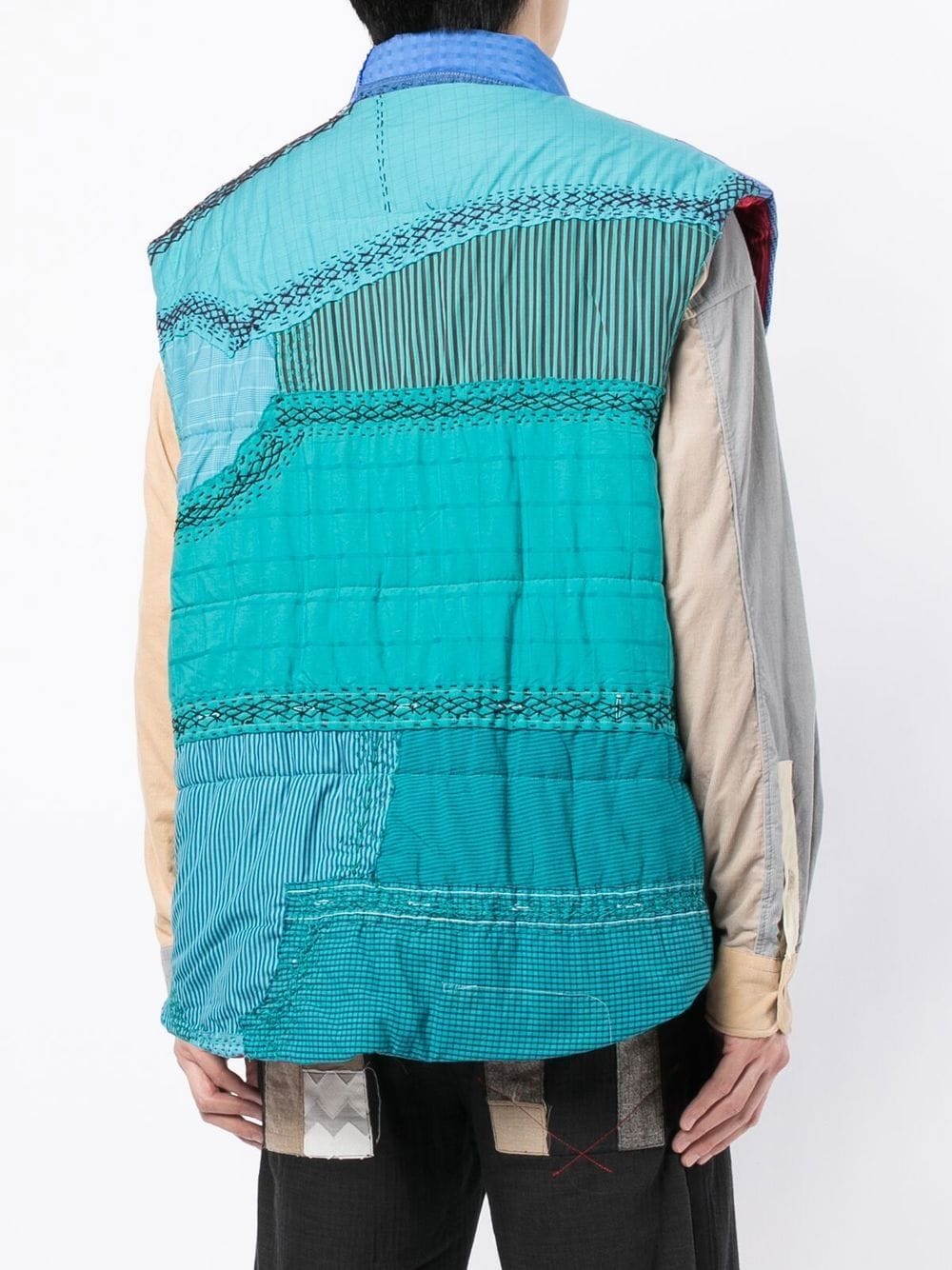 Patchwork High-Neck Gilet