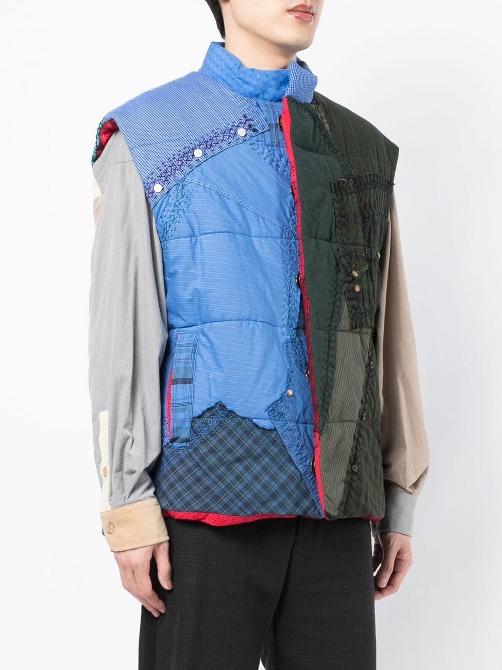 Patchwork High-Neck Gilet