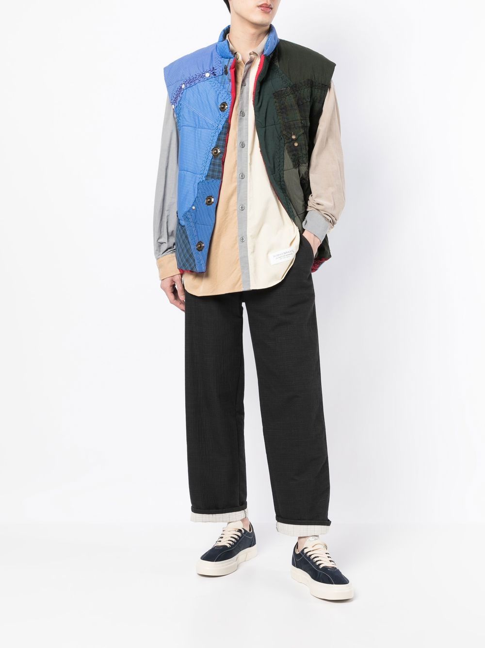 Patchwork High-Neck Gilet