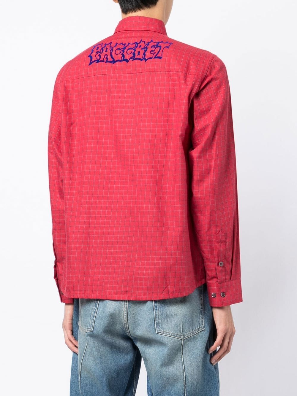 Check-Pattern Logo-Print Shirt