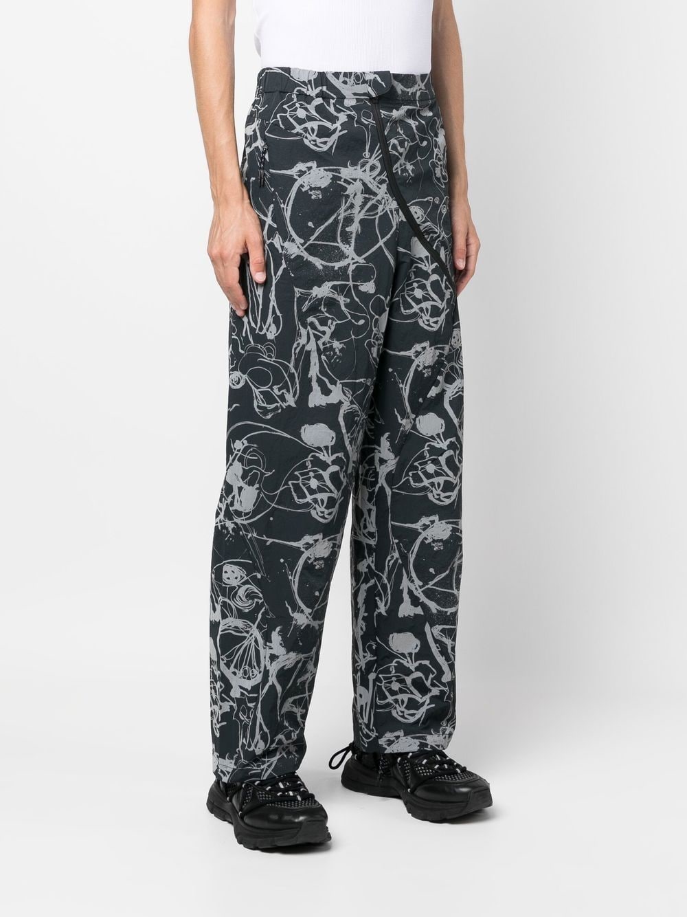 Abstract-Print Straight-Leg Trousers