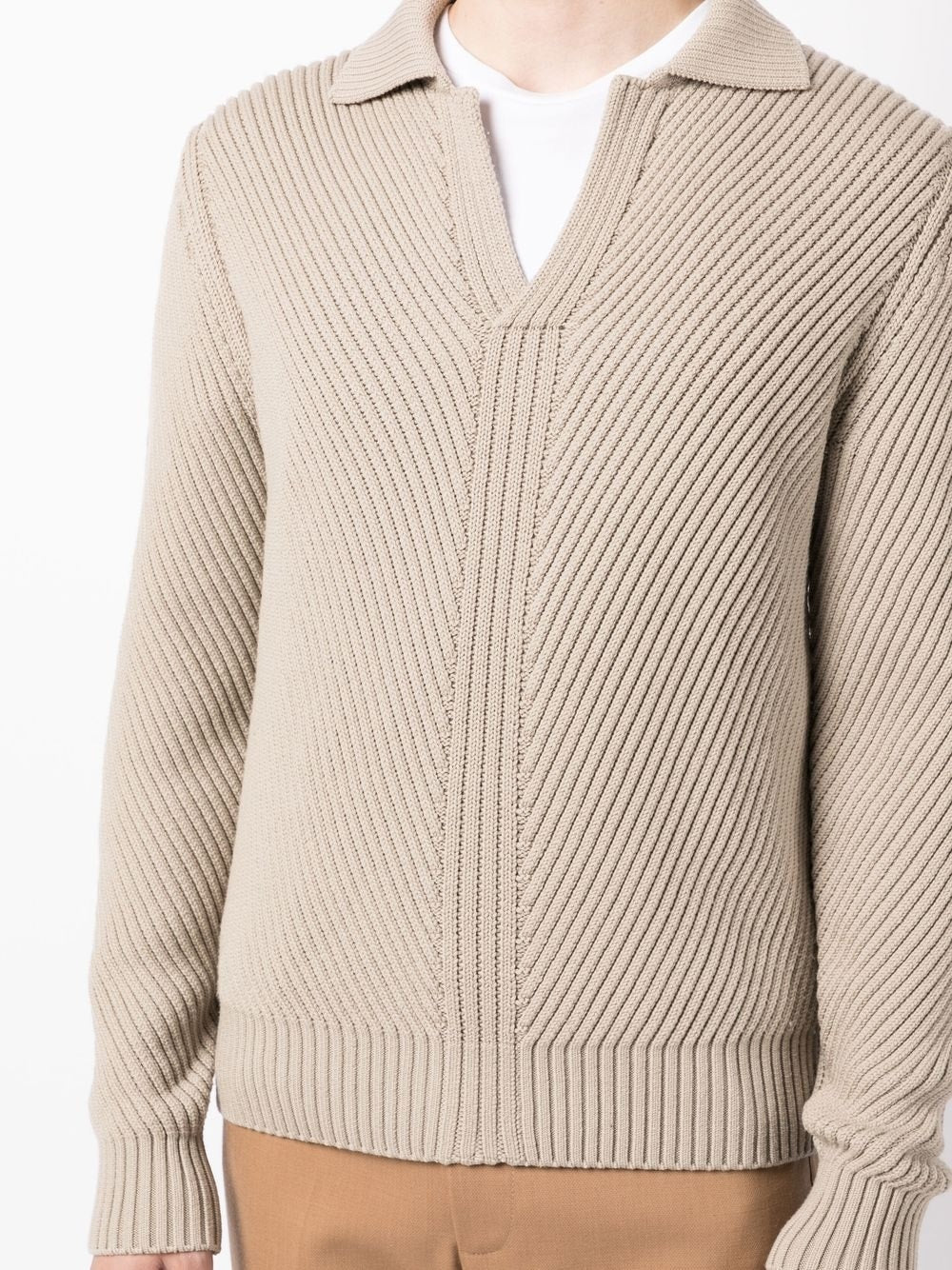 V-Neck Ribbed-Knit Jumper