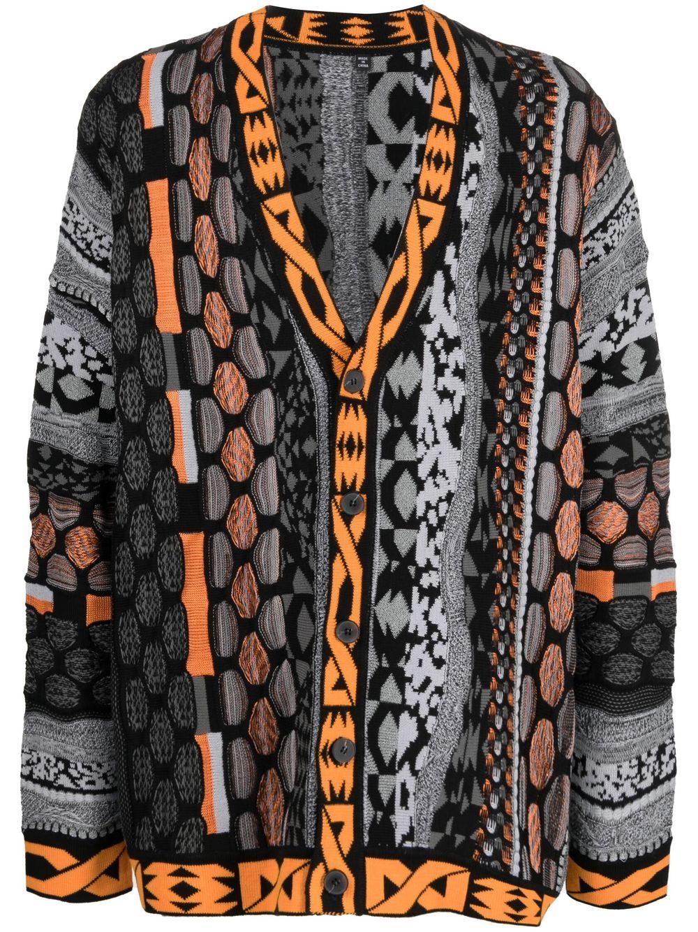 Graphic Pattern-Intarsia Cardigan