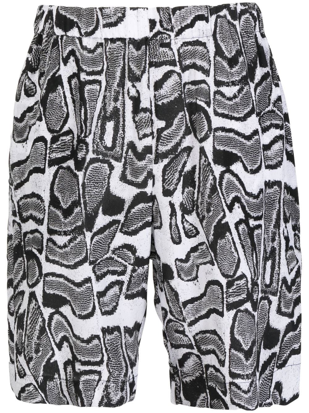 Abstract-Pattern Silk Shorts