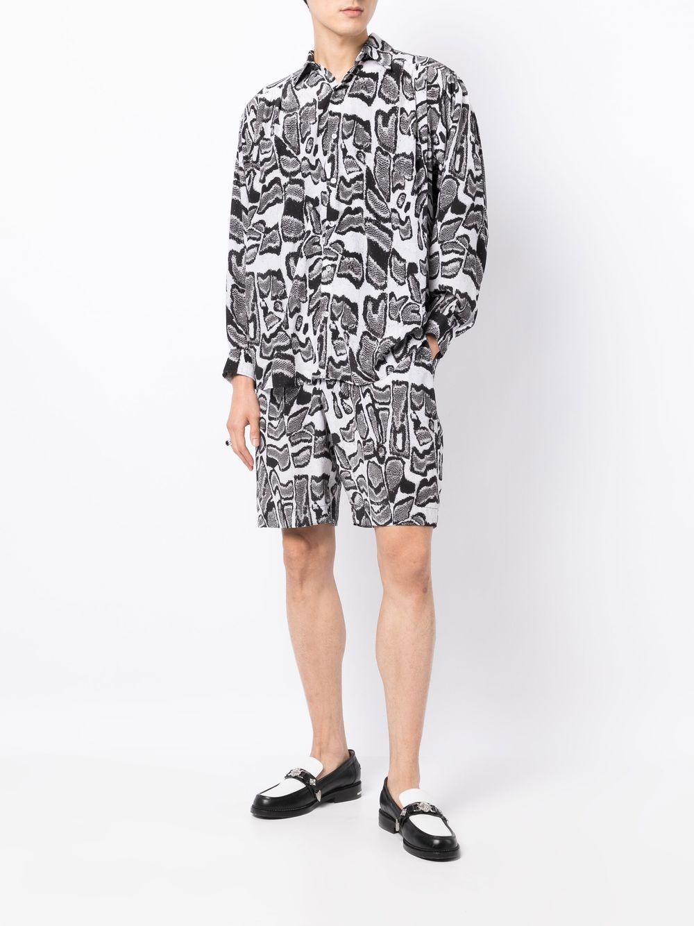 Abstract-Pattern Silk Shorts