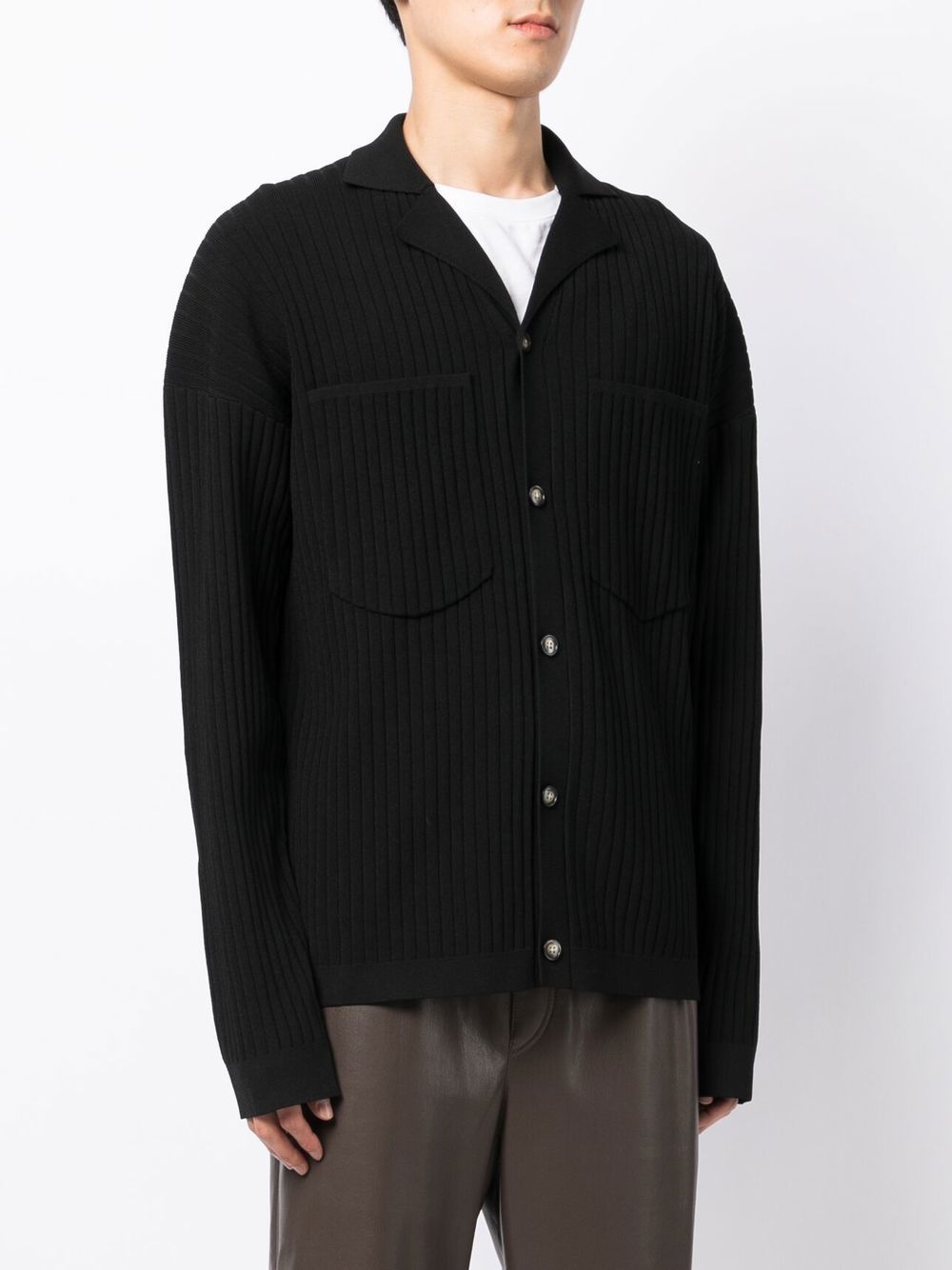 Camp Collar Ribbed Cardigan