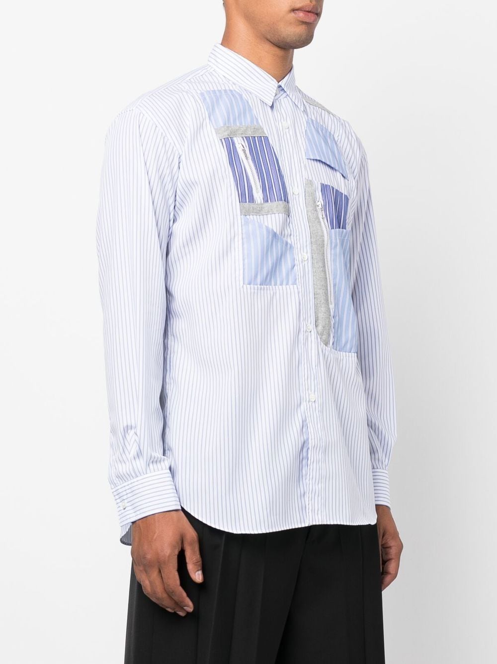 Patchwork-Panel Button-Up Shirt